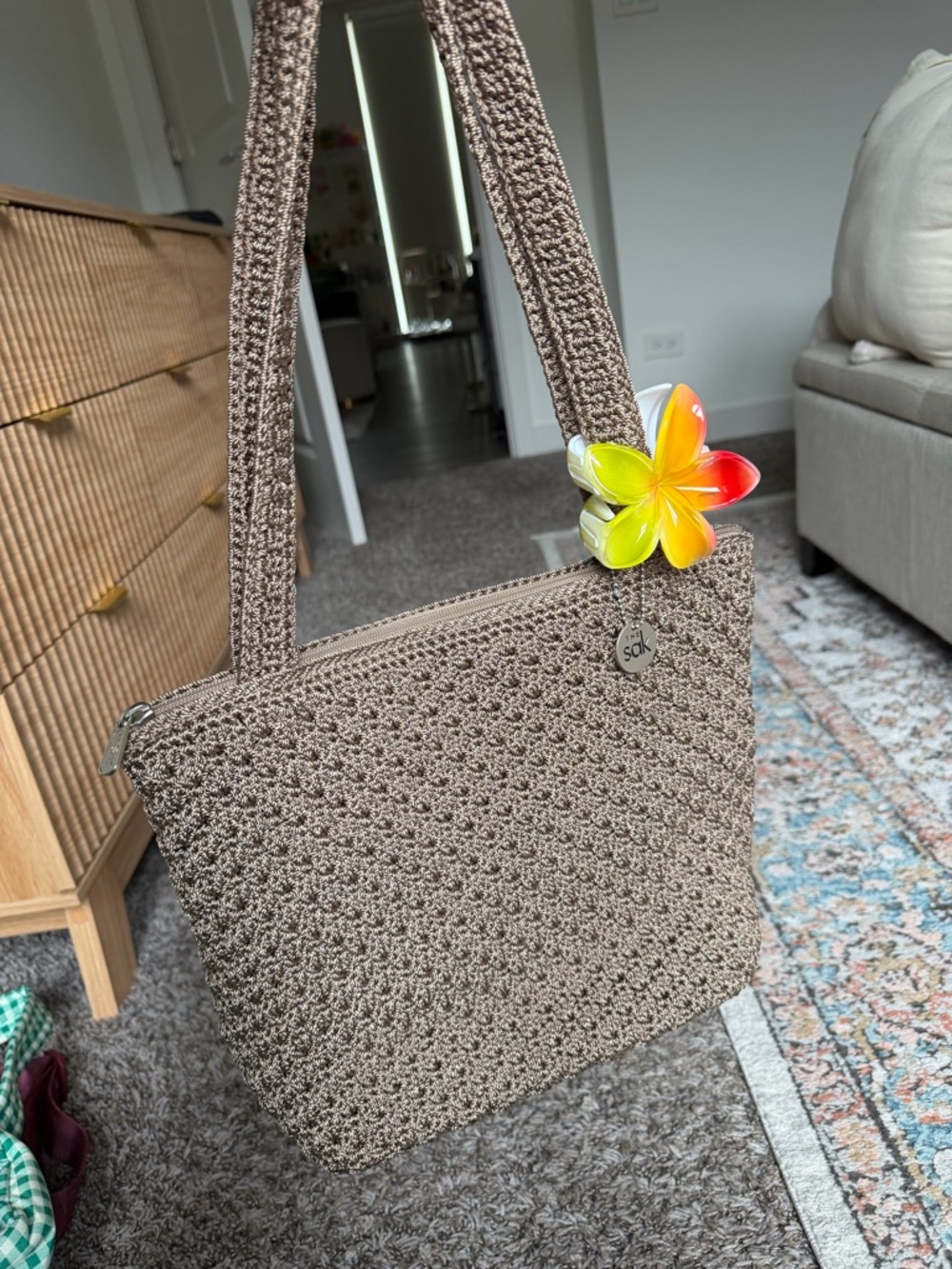 The Sak Woven Shoulder Bag Brown Taupe